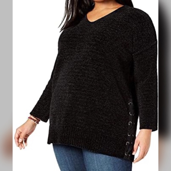 X 3x Style Co Black Chenille Sweater 